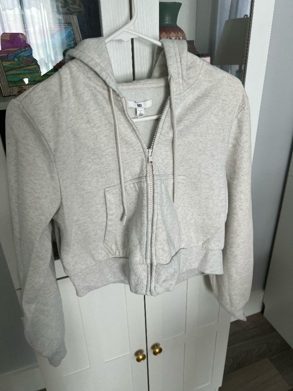 BP Cream Crop Hoodie, Size L